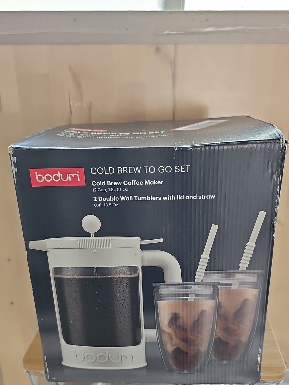 Bodum White Cold Brew To Go Set with Double-Wall Tumblers